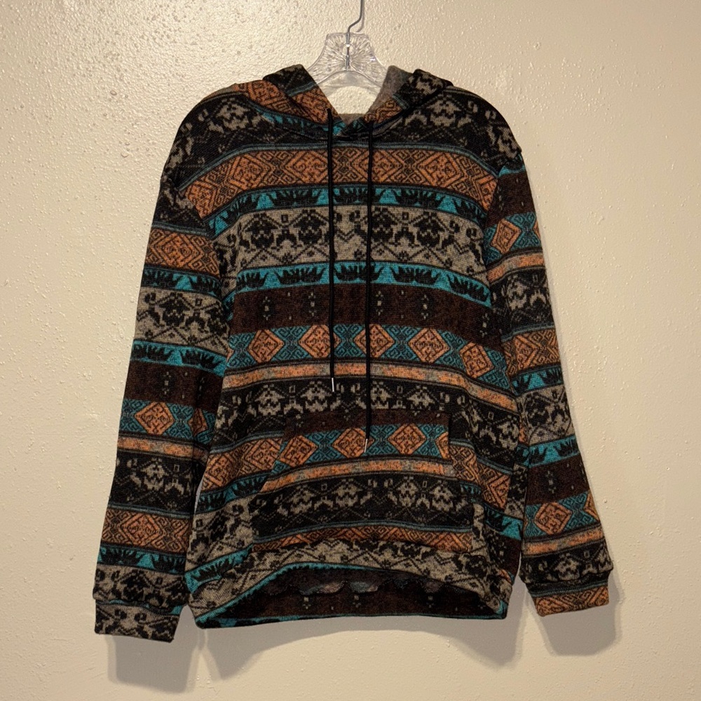 Patterned Hoodie with Tribal Design